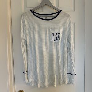 Marley Lilly Striped Pajama Lounge Set | Monogram Pocket Top | Size Small | RSA